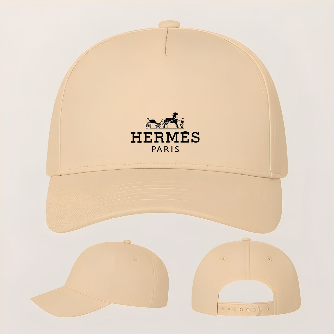 Hermes Five Panel Twill Snapback Cap