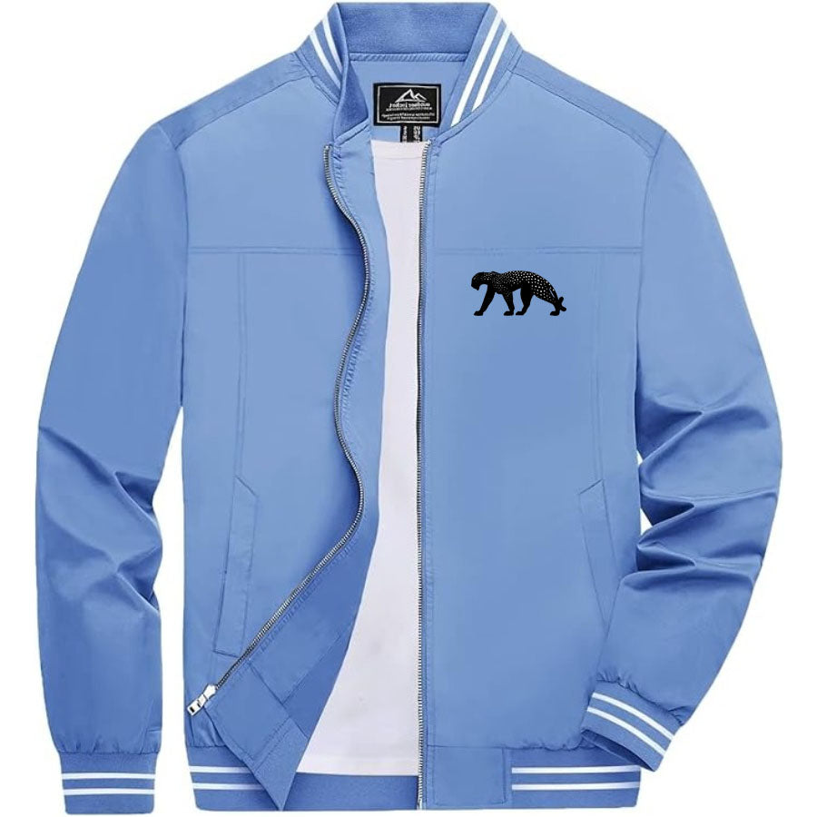 Men's Cartier Panther Lightweight Zip-Up Bomber Jacket with Ribbed Collar and Cuffs - Versatile Casual Outerwear