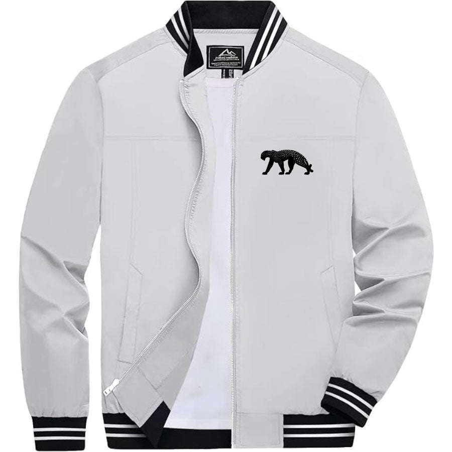 Men's Cartier Panther Lightweight Zip-Up Bomber Jacket with Ribbed Collar and Cuffs - Versatile Casual Outerwear