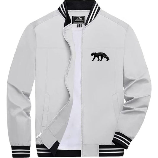 Men's Cartier Panther Lightweight Zip-Up Bomber Jacket with Ribbed Collar and Cuffs - Versatile Casual Outerwear
