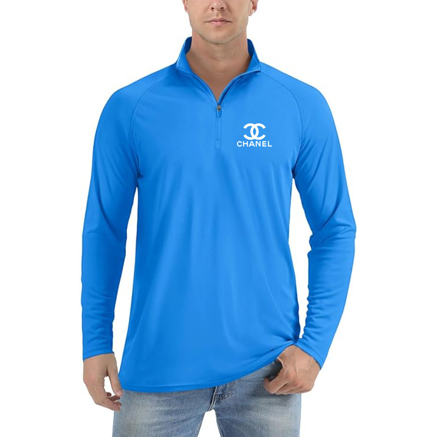Men's Chanel Lightweight Quarter-Zip Athletic Shirt – Long Sleeve Polyester Wear