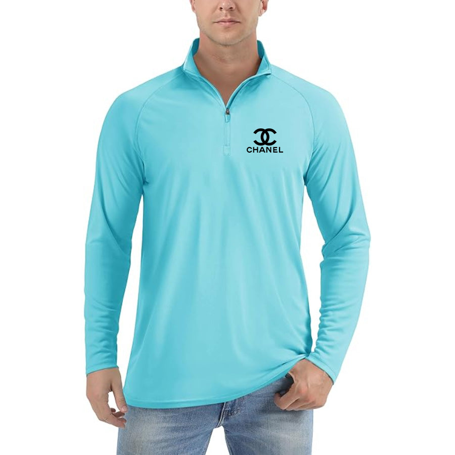 Men's Chanel Lightweight Quarter-Zip Athletic Shirt – Long Sleeve Polyester Wear
