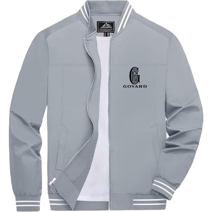 Men's Goyard Lightweight Zip-Up Bomber Jacket with Ribbed Collar and Cuffs - Versatile Casual Outerwear