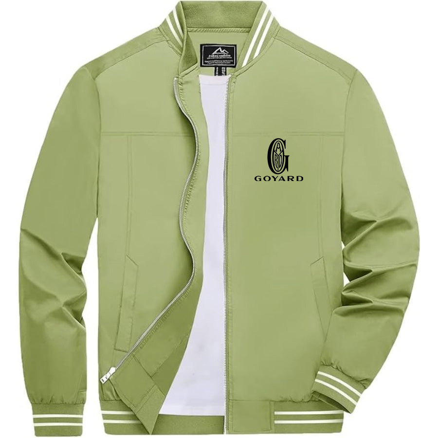 Men's Goyard Lightweight Zip-Up Bomber Jacket with Ribbed Collar and Cuffs - Versatile Casual Outerwear
