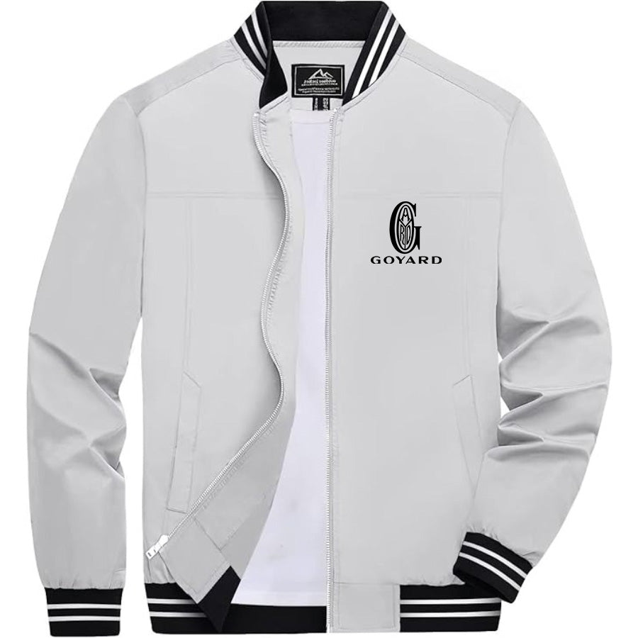 Men's Goyard Lightweight Zip-Up Bomber Jacket with Ribbed Collar and Cuffs - Versatile Casual Outerwear
