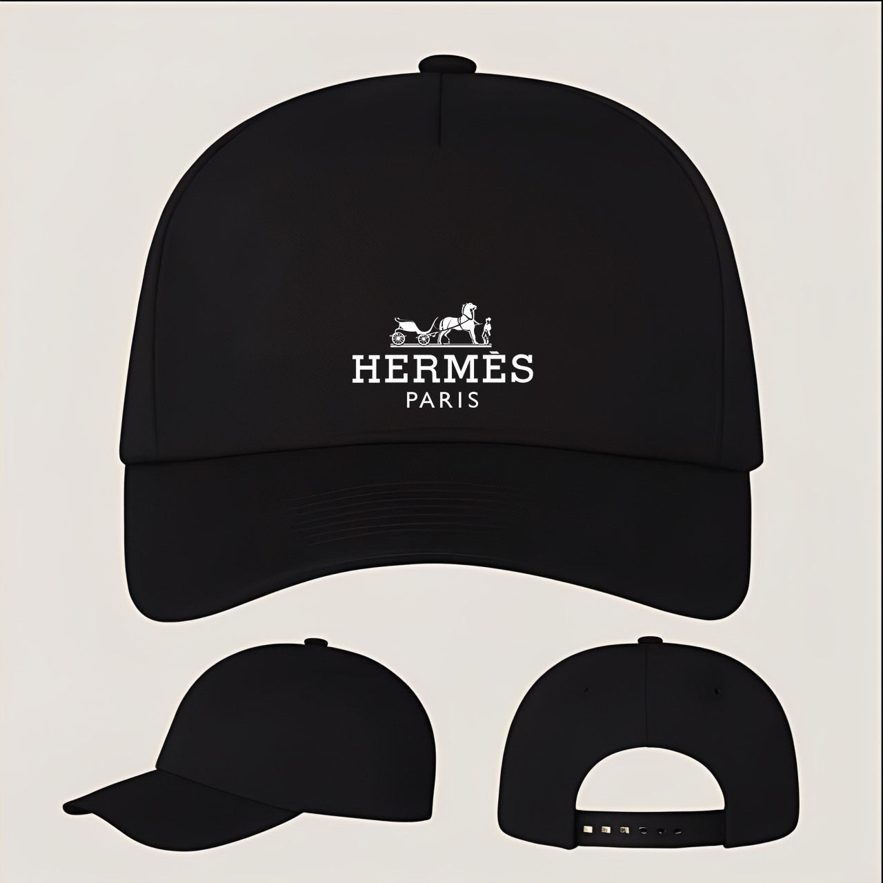Hermes Five Panel Twill Snapback Cap