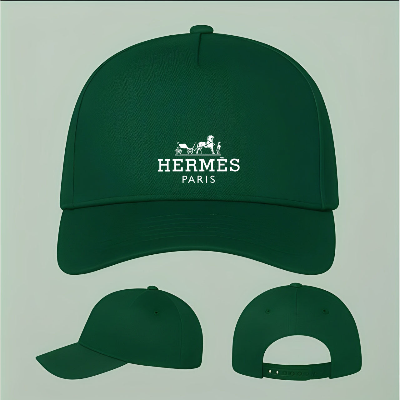 Hermes Five Panel Twill Snapback Cap