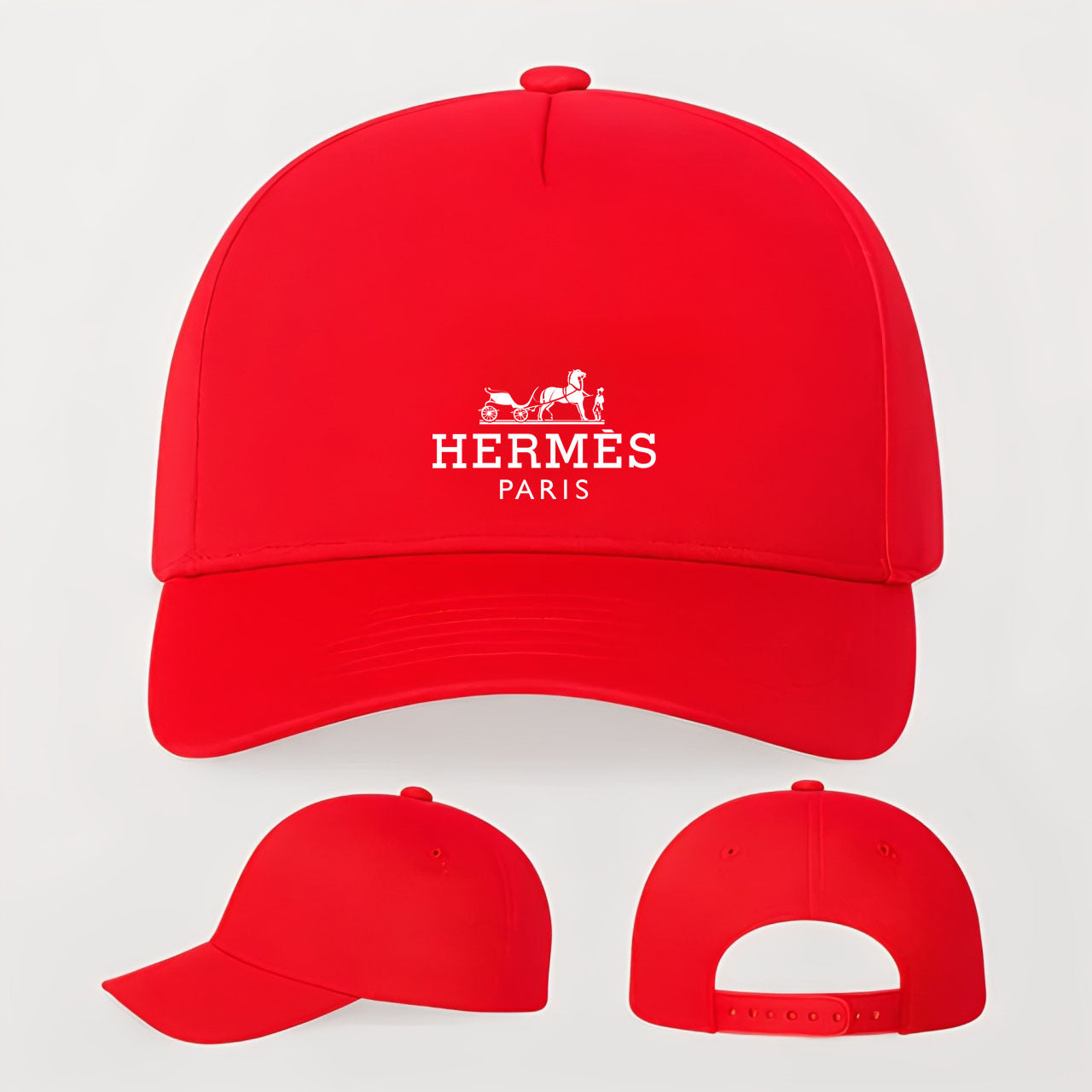 Hermes Five Panel Twill Snapback Cap