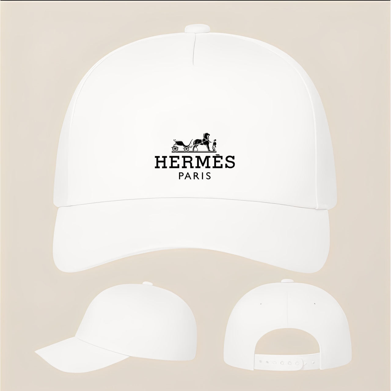 Hermes Five Panel Twill Snapback Cap