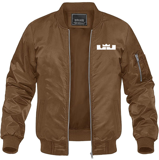 Men's Lebron James Lightweight Bomber Jacket Windbreaker Softshell Varsity Jacket Coat