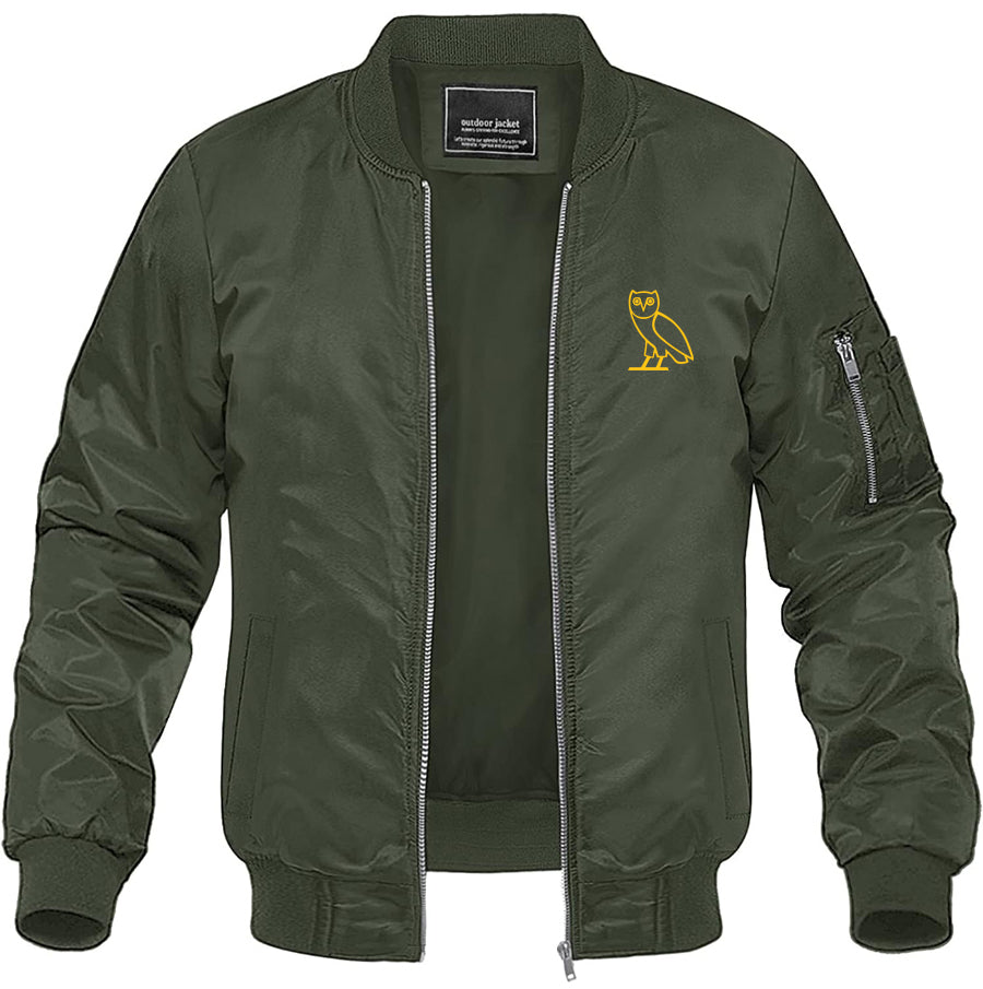 Men's OVO Owl Lightweight Bomber Jacket Windbreaker Softshell Varsity Jacket Coat