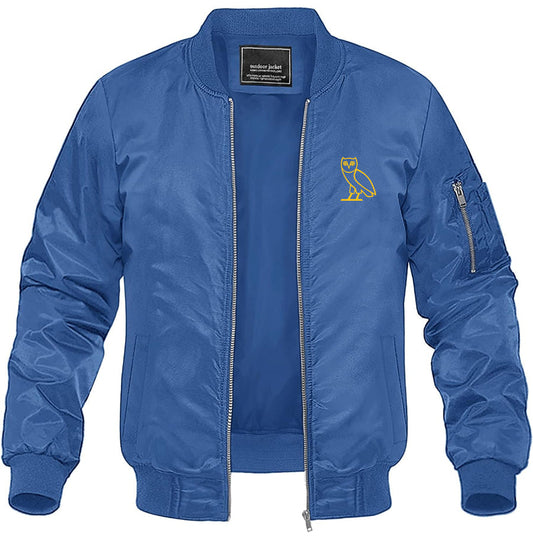 Men's OVO Owl Lightweight Bomber Jacket Windbreaker Softshell Varsity Jacket Coat