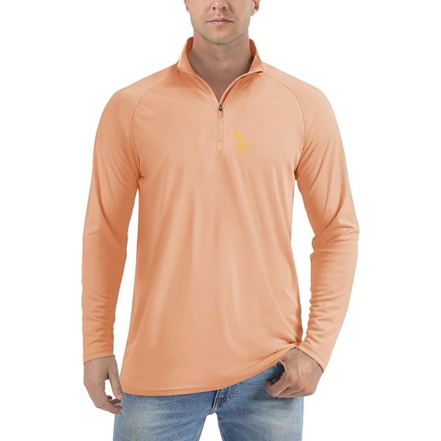 Men's OVO Owl Lightweight Quarter-Zip Athletic Shirt – Long Sleeve Polyester Wear