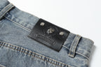 Chrome Hearts White & black Leather Cross Patches Jeans