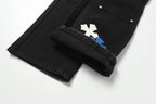 Chrome Hearts White & Blue Leather Cross Patches Jeans